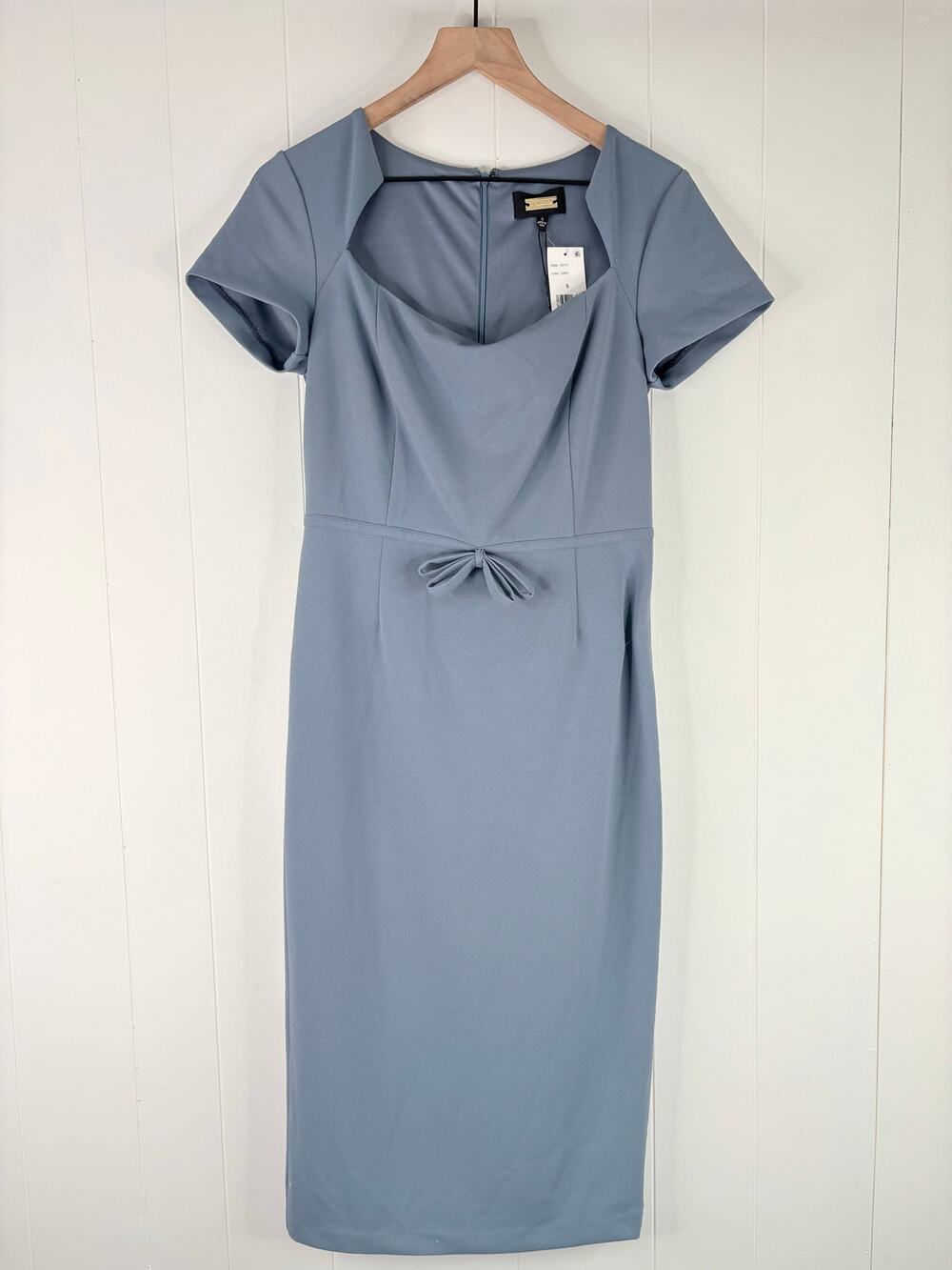 Alexia Admor | Alma Slate Blue Sheath Dress Small Scoop Neck Work
